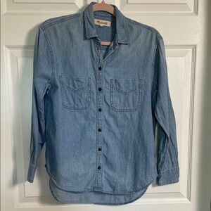 Madewell Light Blue Casual Button Down Shirt Chambray XS Womens